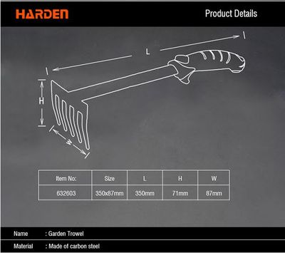 HARDEN Garden Trowel with 5 Teeth (Rake) 350x87mm; 632603_img_5