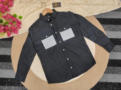 Fashionable Trendy black with Strip shirt 1018_img_0