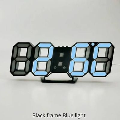 3D LED Digital Clock Glowing Decoration Wall or Table Clock – Blue LED_img_0