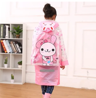 Students Raincoat With School Bag Pocket Children Raincoat Waterproof Girls Cartoon Animal Style Kids Rain Coat (Random Design)- (5yers to 15 years)_img_1