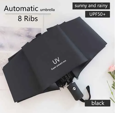 Mini Protable Automatic Folding Umbrella UV Rain And Shine Anti Ultraviolet Dualuse Rainproof Sun Protection Outdoor Traveling Dual Use Portable Umbrella With Cover_img_0