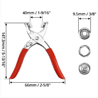 Snap Button Tools Press Studs Pliers Tool 9.5mm Snap Fasteners Tool Kit Hollow and Solid Metal Prong Snaps Buttons Clothing Leather Crafting Sewing Access Baby clothes button DIY Clothes installation Tool_img_1