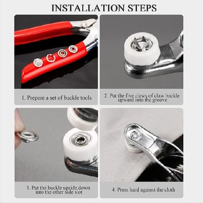 Snap Button Tools Press Studs Pliers Tool 9.5mm Snap Fasteners Tool Kit Hollow and Solid Metal Prong Snaps Buttons Clothing Leather Crafting Sewing Access Baby clothes button DIY Clothes installation Tool_img_4