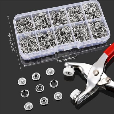 Snap Button Tools Press Studs Pliers Tool 9.5mm Snap Fasteners Tool Kit Hollow and Solid Metal Prong Snaps Buttons Clothing Leather Crafting Sewing Access Baby clothes button DIY Clothes installation Tool_img_5