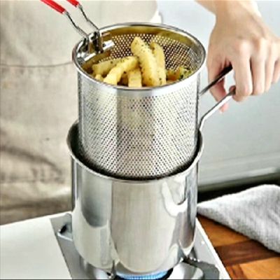 Deep Frying Pot Orginal Stainless Steel Kitchen Fryer With Strainer Tempura Fryer Pan Chicken Fried Chicken Cooking Tools_img_1