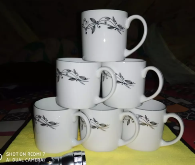 সিরামিকের চা বা কফি কাপ সেট -৬ পিছ- সেটCeramic Tea Cup - Coffee Mug - Black Flower 200ml #81_img_1