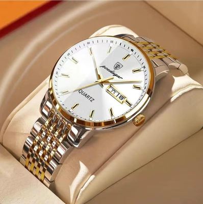 Poedagar 832 Gents Chain Watch- Silver Dial- Golden Bezel- Silver+Golden Chain- TF Code PD700CM_img_0