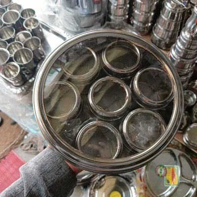 ৮ পিছের মসলা জার সেট-8 Pcs Stainless Steel Spice Jar with Glass Lid_img_1