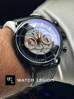 ARMANI OVAL GLASS BLACK CASE BLACK DIAL BLACK BELT ROSE GOLD DIGITS_img_2