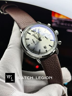 ARMANI OVAL GLASS SIMPLE WITE DIAL BROWN BELT_img_0