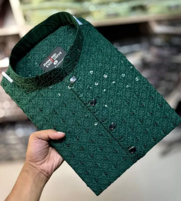 Men'S panjabi premium Semi Long Embroidery work Panjabi For Men_img_0