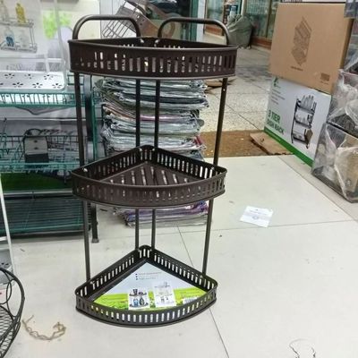 ৩ লেয়ার মেটাল কর্নার শেল্ফ-3 Tier Wall Hanging Metal Corner Shelf-coffe_img_1