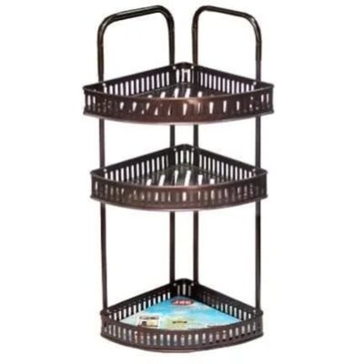 ৩ লেয়ার মেটাল কর্নার শেল্ফ-3 Tier Wall Hanging Metal Corner Shelf-coffe_img_2