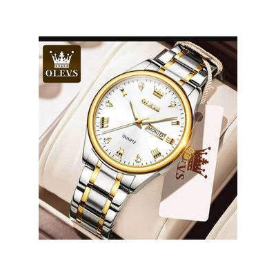 Olevs Men's Quartz Watch (Black-White-Golden)
