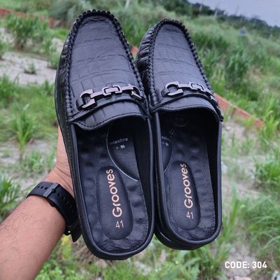 Cow Leather Crocodile Dice leather moccasin half Shoe for Men’s - 304_img_4