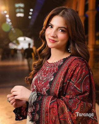 Digital Print Three Piece – Dubai Silk Top with Cotton Salwar & Printed Orna