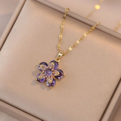 Luxury flower stainless steel necklace_img_0