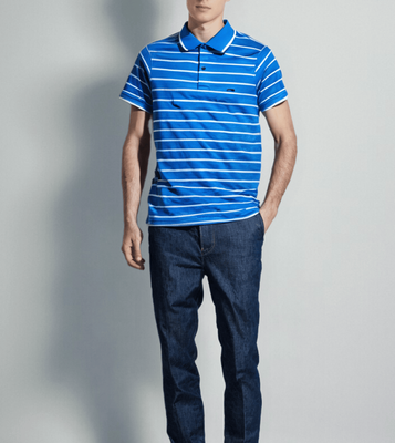 Men's Blue & White Stripe Polo T-Shirt | 100% Cotton | Casual Wear | Palli_img_5