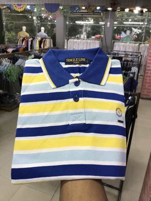 Men's Yellow & Blue Stripe Polo T-Shirt | 100% Cotton Slim Fit | Summer Casual & Formal Wear | Palli_img_1