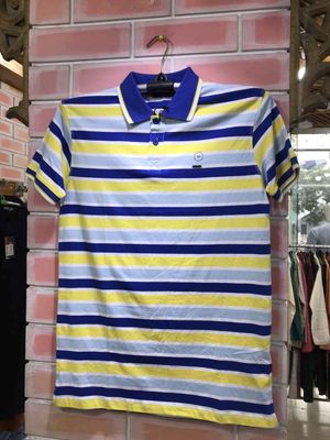 Men's Yellow & Blue Stripe Polo T-Shirt | 100% Cotton Slim Fit | Summer Casual & Formal Wear | Palli_img_2
