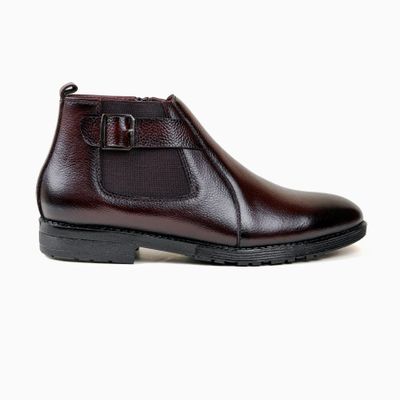 Classic Buckle Chocolate Leather Chelse Boot_img_0