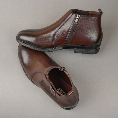 Classic Buckle Chocolate Leather Chelse Boot_img_1