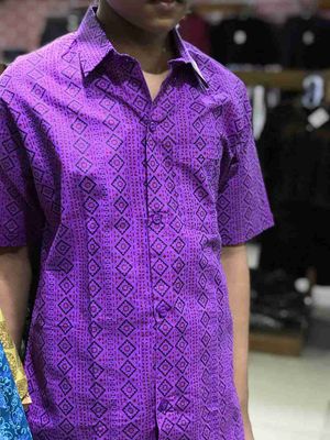 Boys Summer Printed Violet Half Shirt | Traditional Style_img_0