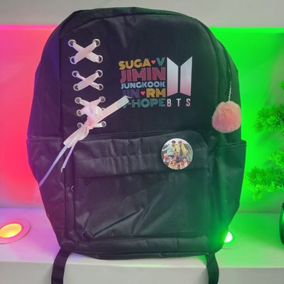 Name & Logo Lace School Bag Black_img_0