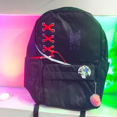 Purple Logo Lace School Bag Black_img_0