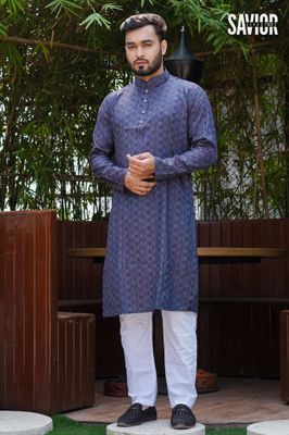 Metal Strips Premium Panjabi – Modern Festive Wear for Men_img_0