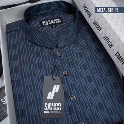 Metal Strips Premium Panjabi – Modern Festive Wear for Men_img_1