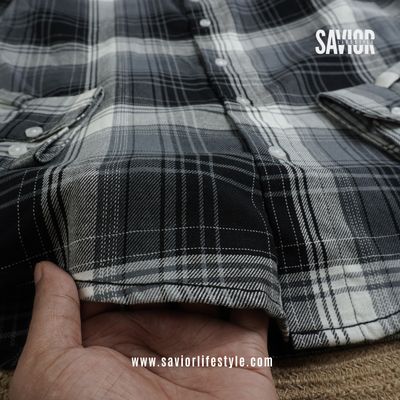 Stone Black - Full Sleeve Pocket Less Check Shirt_img_1