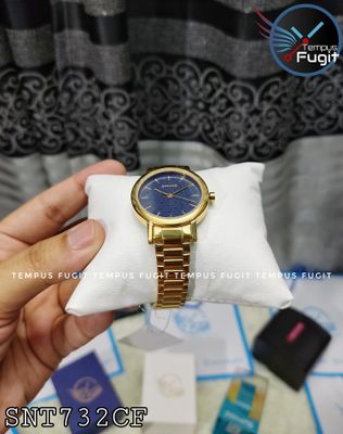 Sonata NS8174YM04 Ladies Chain Watch- Essential Blue Dial- Golden Bezel- Golden Chain- TF Code SNT732CF_img_6