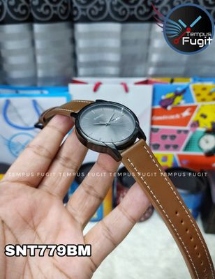 Sonata NP77031NL04 Gents Belt Watch- Black Dial- Black Bezel- Brown Belt- TF Code SNT779BM_img_6