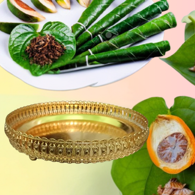 Beautiful SS Golden Steel Pandan serving tray - পানদান_img_1