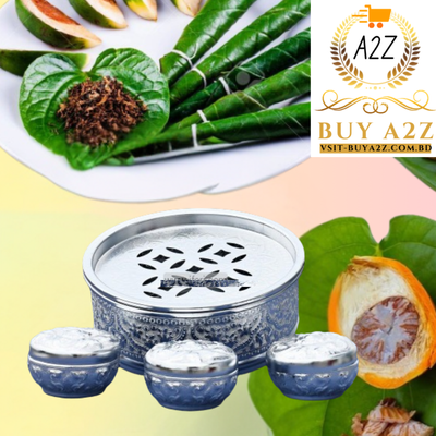 Paner Bata Pandan Sets Khandani Paner Box Betel Leaf Bowl Set - With 3 Pots Experience Traditional Betel Leaf Serving-পানদান_img_0
