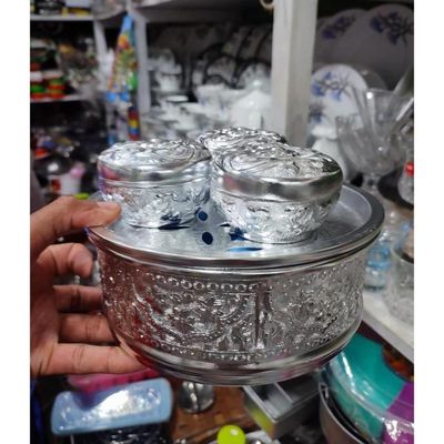 Paner Bata Pandan Sets Khandani Paner Box Betel Leaf Bowl Set - With 3 Pots Experience Traditional Betel Leaf Serving-পানদান_img_1
