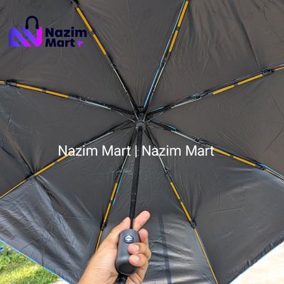 Nazim Mart- Premium windproof double support ribs strong umbrella, compact and portable, black roof for men and women- Multi colour_img_1
