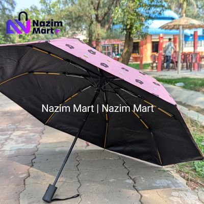 Nazim Mart- Premium windproof double support ribs strong umbrella, compact and portable, black roof for men and women- Multi colour_img_3