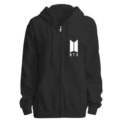 White Logo Unisex BTS Zipper Hoodie_img_0