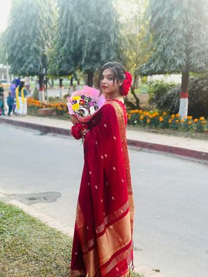 Elegant Red Handloom Sharee_img_1