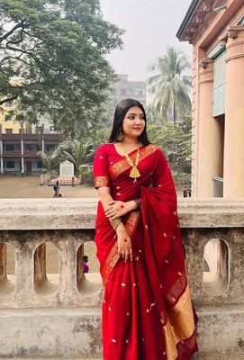 Elegant Red Handloom Sharee_img_3