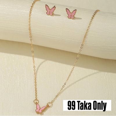 butterfly jewellery set. eartop and chain_img_1