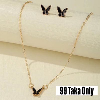 butterfly jewellery set. eartop and chain_img_2