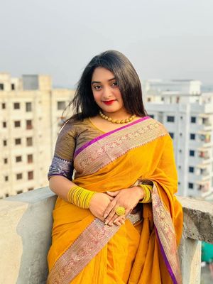 Elegant Mustard Yellow Handloom Saree with Silver Zari Border_img_0