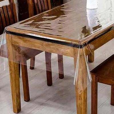 PVC 12mm 6 seater Waterproof Oilproof Thin Soft PVC Table Cloth Transparent Tablecloth -84x54 inch_img_0