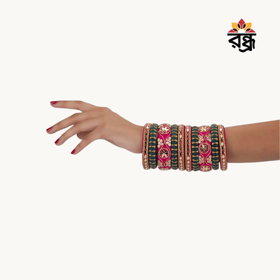 Chic Pink & Green Bangles - 5 Pcs_img_1