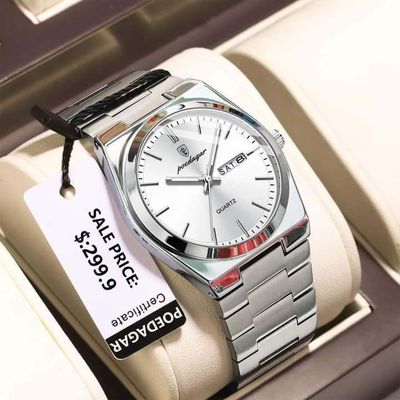POEDAGAR 930 Men's New Luxury Luminous Date Week Stainless Steel Quartz Watch For Men_img_1