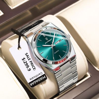 POEDAGAR 930 Men's New Luxury Luminous Date Week Stainless Steel Quartz Watch For Men_img_2