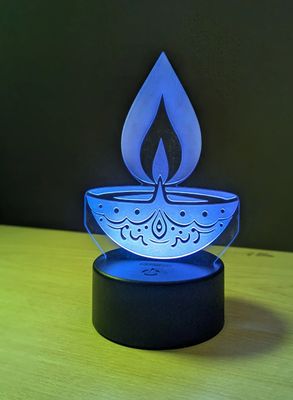GearUP Acrylic Multicolor Night Lamp (DIYA) – Black